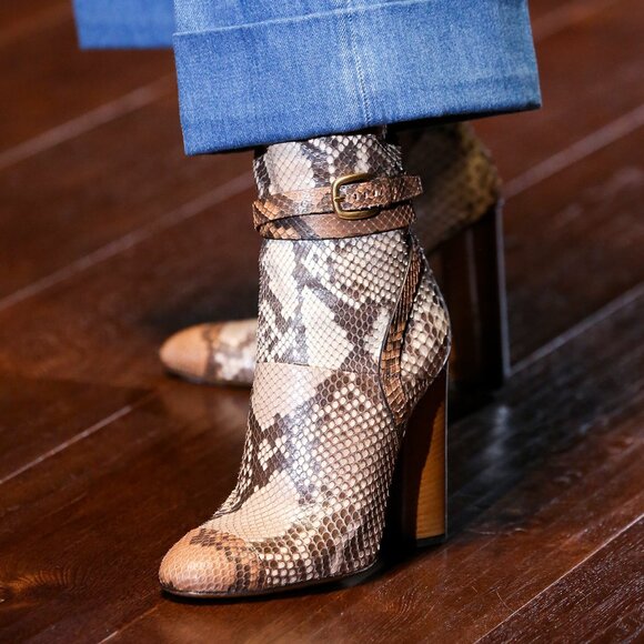 Gucci SS/15 Runway Biscotto & Taffy Python Buckled Knee-High Boots - Picture 1 of 15